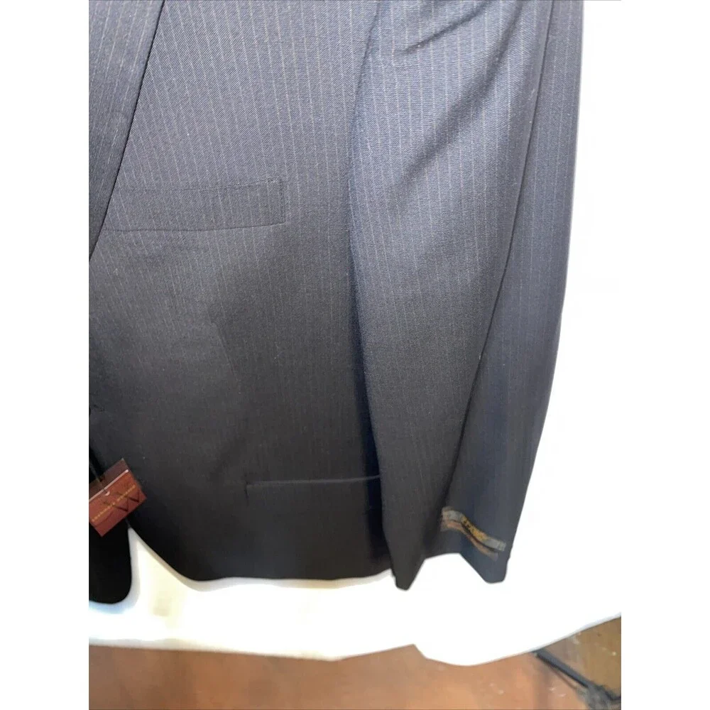 Albert Nippon Men’s Dress Blazer Size 46R Black Pinstripe Wool/Cashmere Blend